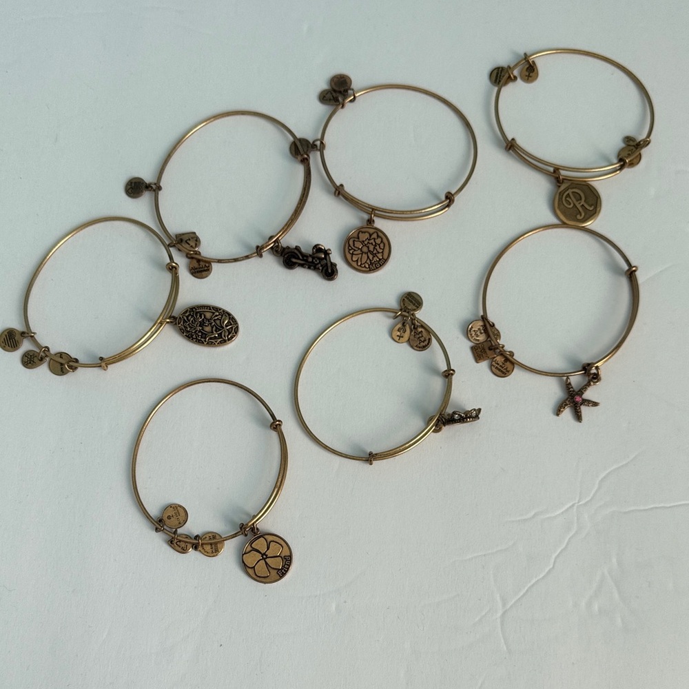 Alex and Ani 7 Gold Charm Bangle Set